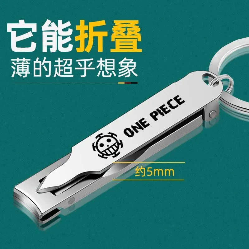 Creative cartoon One Piece anime peripheral new knife Luffy Luo keychain German stainless steel folding nail scissors wholesale