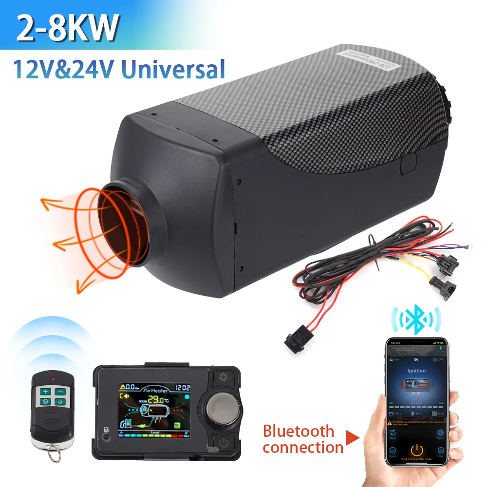 5KW 8KW Diesel Air Heater Bluetooth Control 12V Diesel Heater with Remote Control and LCD, Diesel Parking Heater for RV