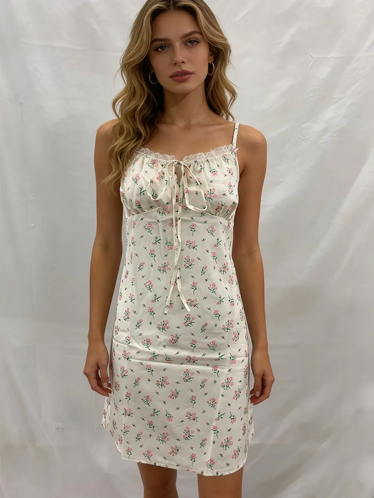 

2026 women's fashion summer trend new high street Harajuku ins beautiful floral suspender backless dress Y2k clothing