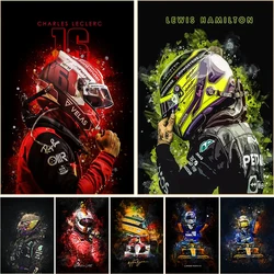 F1 Formula 1 Racer Legend Lewis Hamilton Poster Canvas Painting Watercolor Aesthetic Wall Art For Living Room Home Decoration