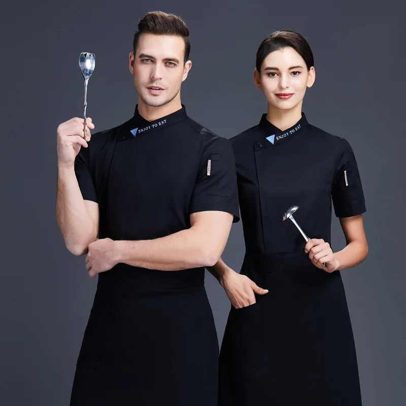 Hotel Chef Overalls Men's Short Sleeve Thin Breathable Dining Cake Shop Rear Kitchen Women's Chef Uniform Summer Clothes