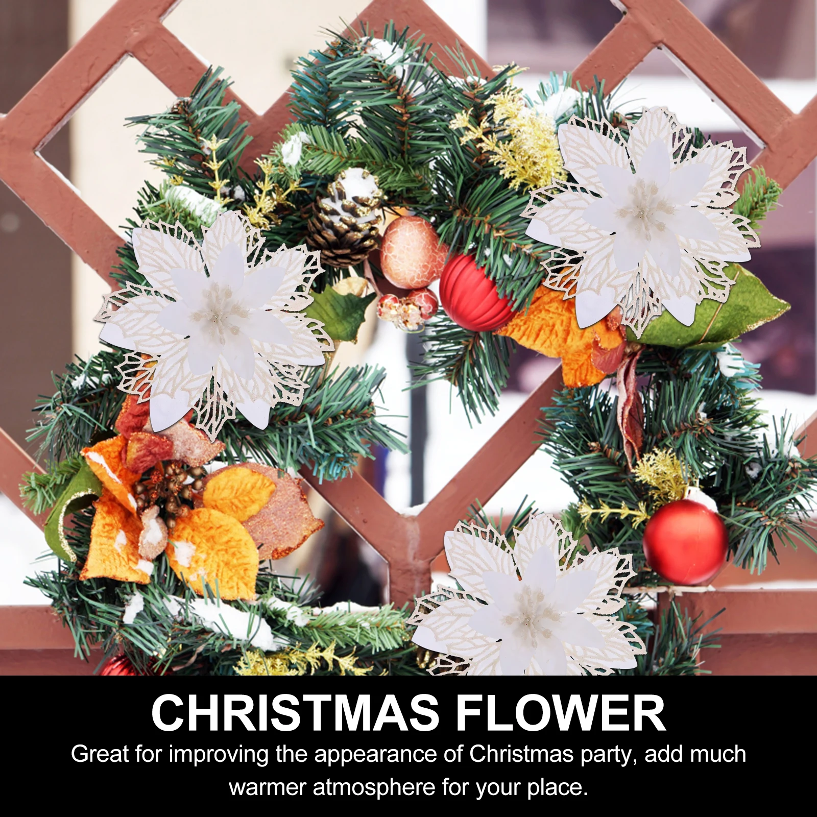 

Christmas Wreath Tree Decorations Winter Flowers Artificial for Decorative Holiday