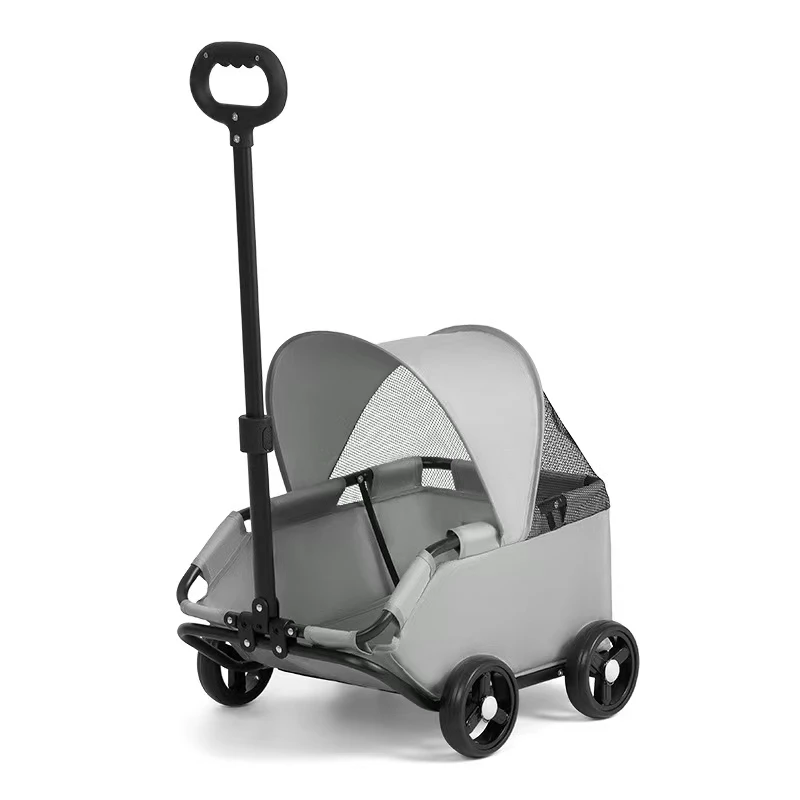 Lightweight Foldable Small Pet Stroller Portable Outdoor Carrier Cart for Dogs Cats Teddy Mini Breeds Easy Carry Walking Trolley