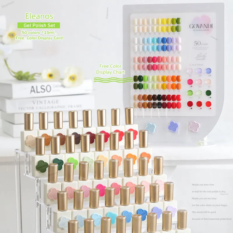 

Govandi 50 Colors Korean Style Macaron Gel Polish Set 15ML UV Gel Enamel Manicure Salon Soak Off Nail Polish Kit With Color Card