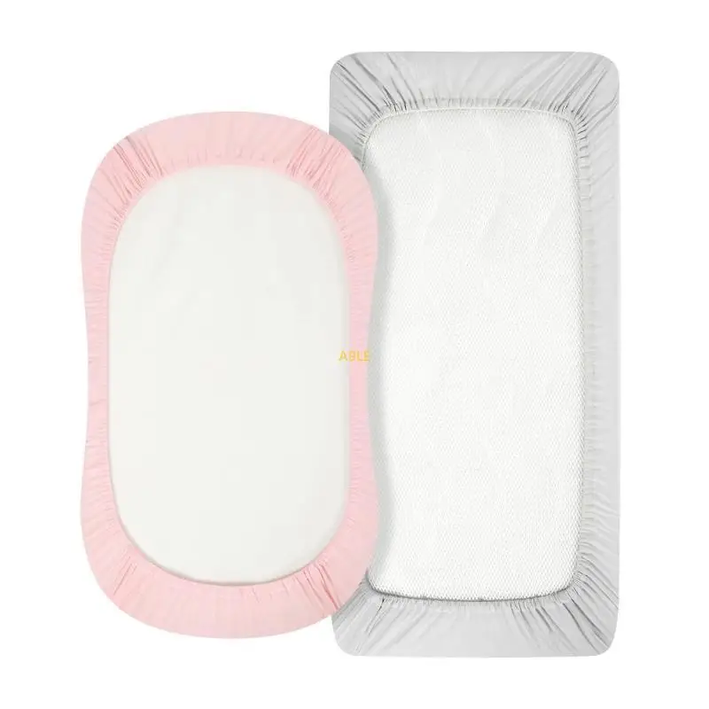 

2PCS Fitted Bassinet Sheet Fitted Sheet for Cradles Basket Pad Fitted Sheets Changing Mat Cover Crib Bed Protectors