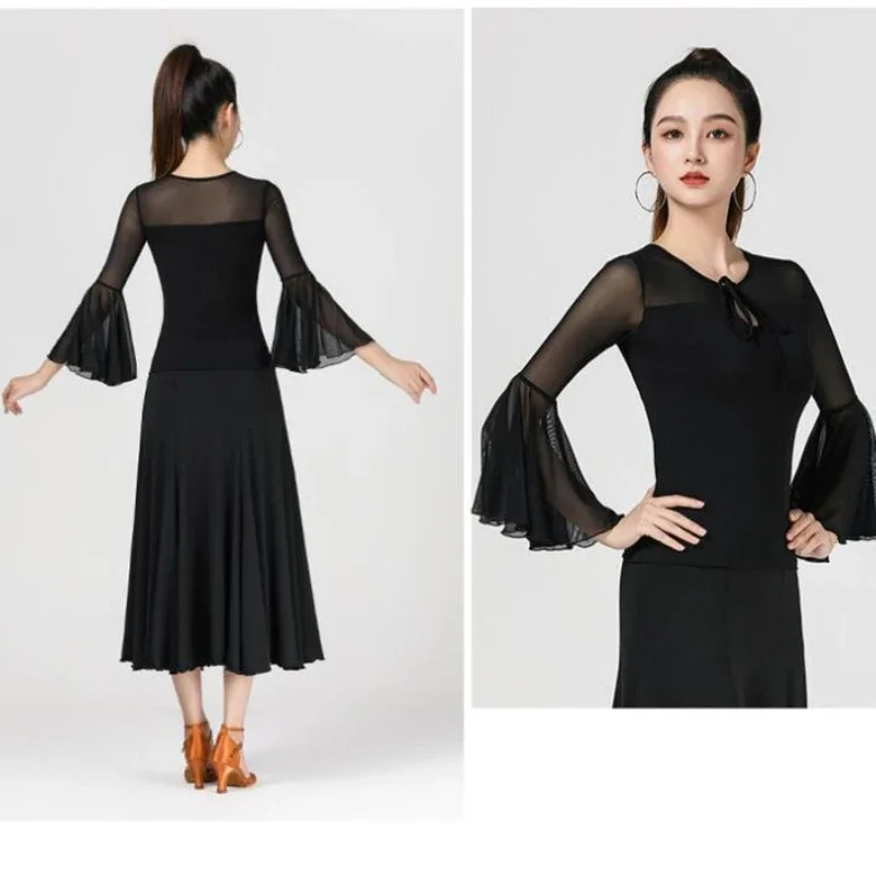 Women's Dance Suit Top Samba Latin New Top Professional Performance Dance Practice Line Dance Clothing Party Dresses Mesh Tops