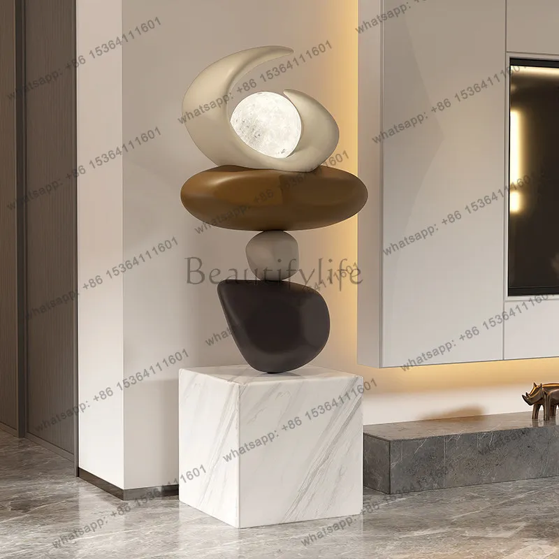 hot Creative Overlapping Stone Sculpture Sales Office Ornament Hotel Lobby Floor Art Staircase Ornament