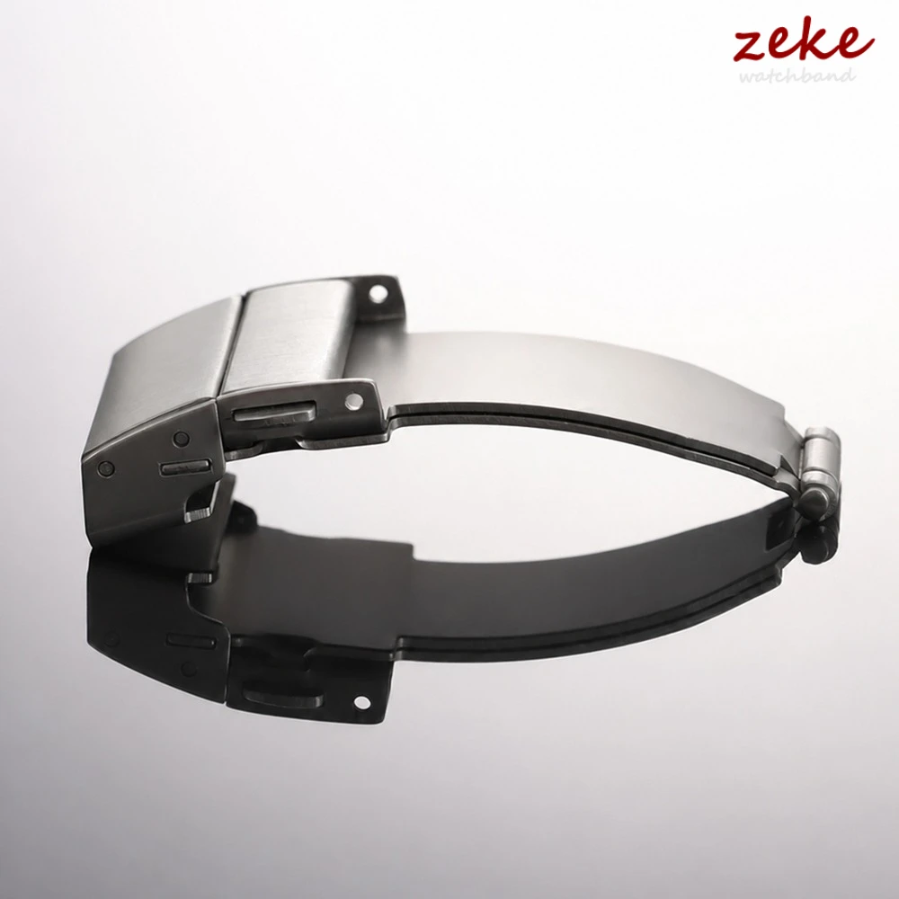 Stainless Steel Watch Band Buckle Silver 20mm 22mm Metal Watchband Double Press Automatic Clasp Leather Strap Buttom Accessories - view 5