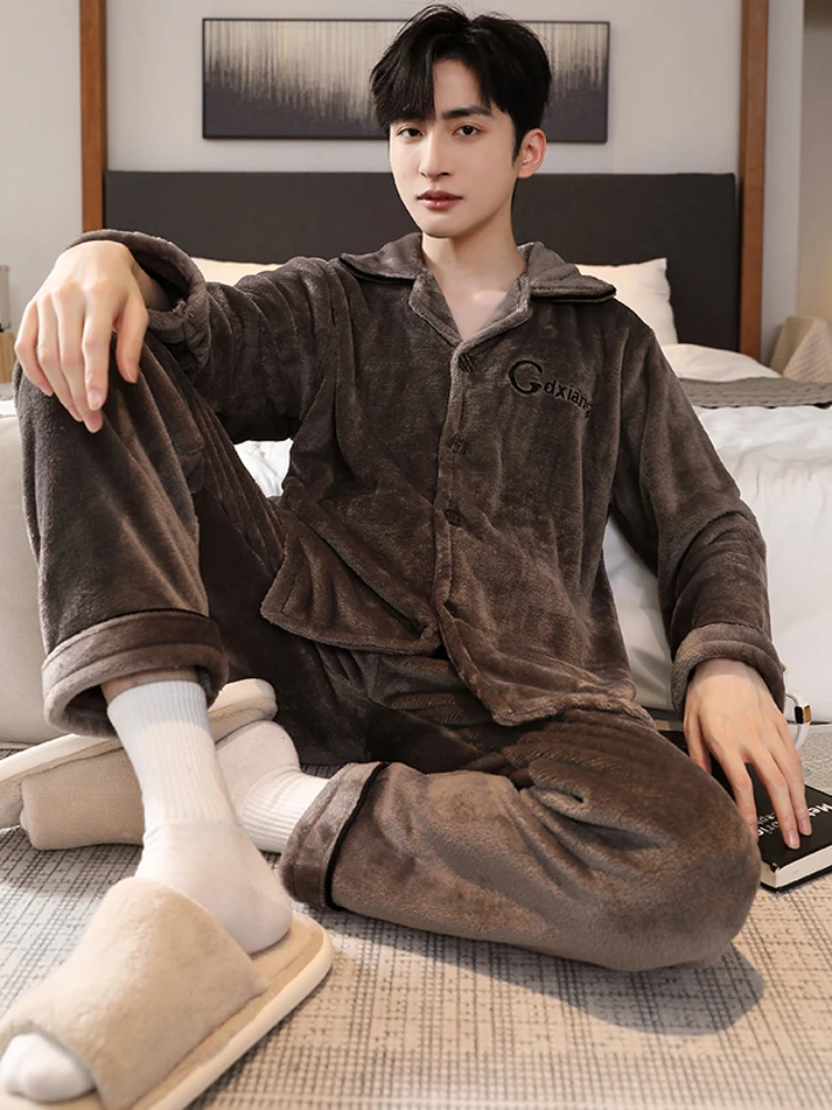 Pajama Sets Men Autumn Handsome Simple Casual Korean Style Harajuku Long Sleeve Fashion Comfortable Baggy Soft Homewear College