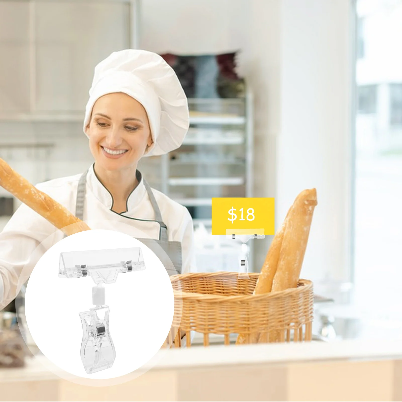 10Pcs Transparent Plastic Note Clips Double Ended Label Holders Price Tag Clamp for Home Shopping Mall Note Holder