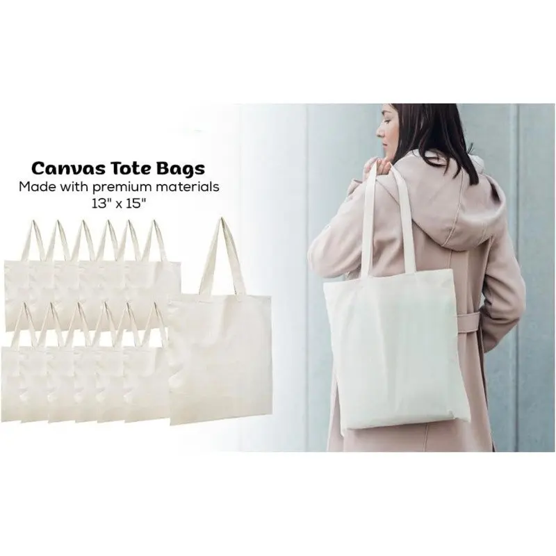 Wholesale Plain Blank White Cotton Canvas Reusable Shopping Tote Bag Bulk Canvas Tote Bags 13