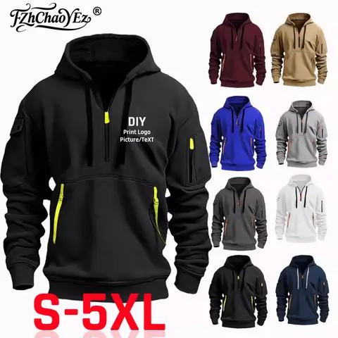 Erkek Özel Logolu Polar Kapüşonlu Sweatshirt Sonbahar Kış DIY Baskı Yazılı Kapüşonlu Sweatshirt Erkek Sokak Stili Özel Tasarım Bol Sweatshirt