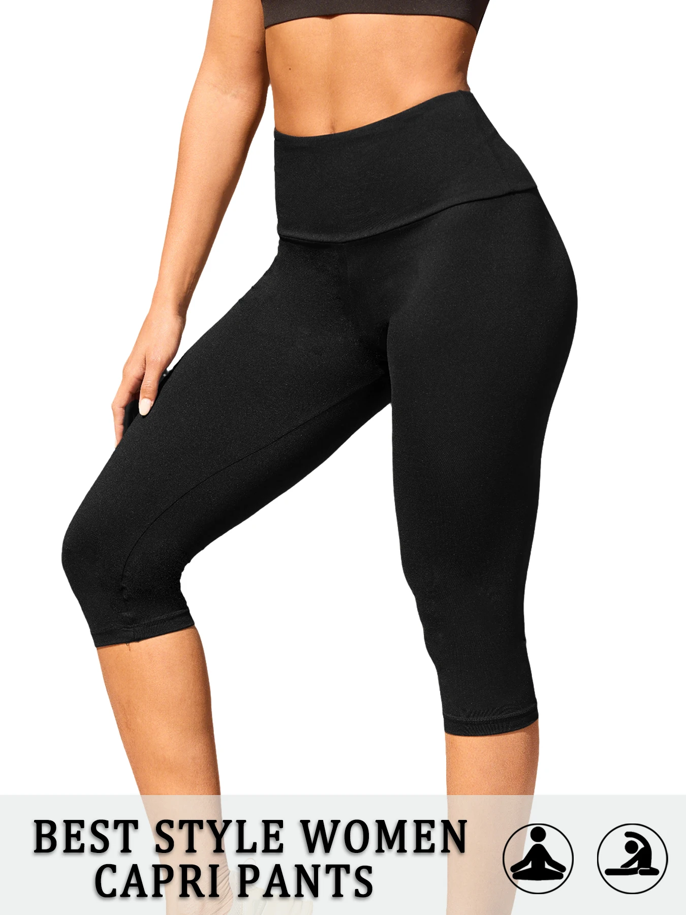 Women's High Waisted Capri Pants Super Soft No See Through Workout Yoga Running Athletic Push up Gym Fitness Leggings