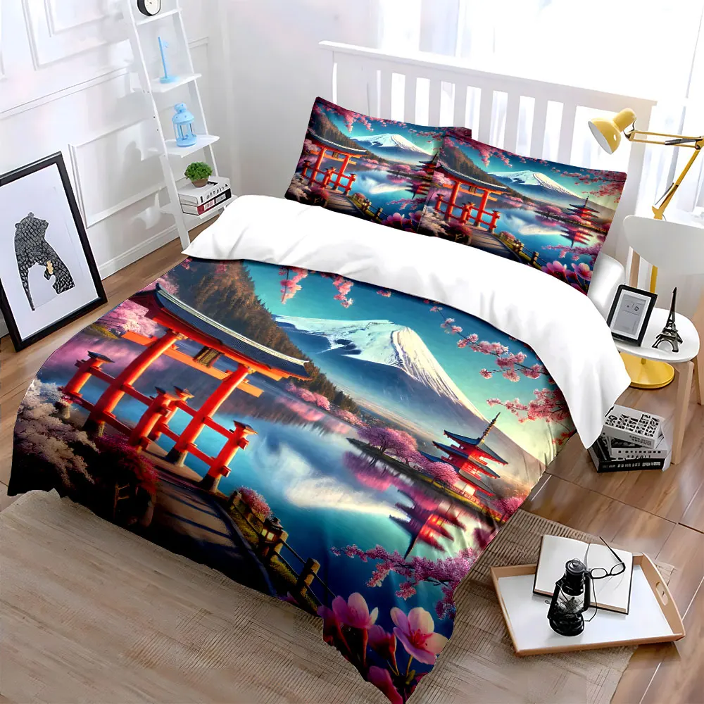 

Japanese Scenic Art Three-Piece Set Multiple sizes kid's and adults' bedroom Exquisite 3PC bedding set, gift