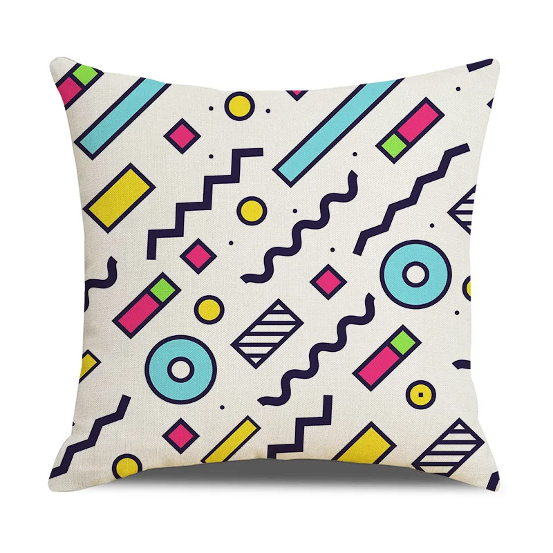 Memphis Inspired Pattern Plaid Cushion Cover for Home Sofa Chair Pillow  Mint Pink Throw