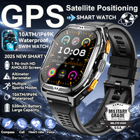 2025 New Men T-Rex 3 GPS Navigation Smart Watch 10ATM Waterproof Altimeter Barometer 530mAh Battery Bluetooth Call HD Smartwatch