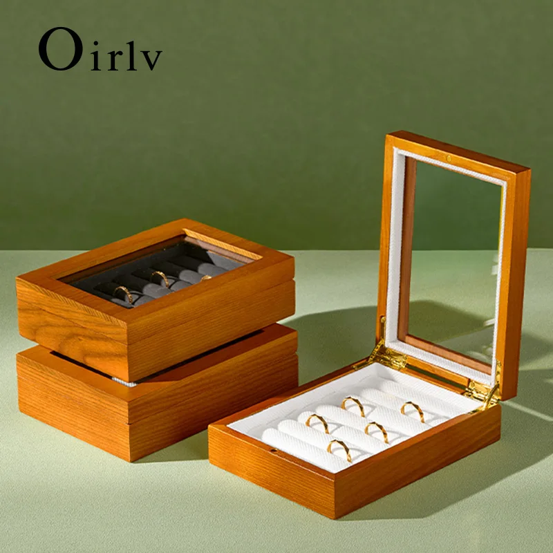 

Oirlv Wooden Ring Box Retro Jewelry Display Ring Box Multiple Jewelry Storage Organizer Display Case