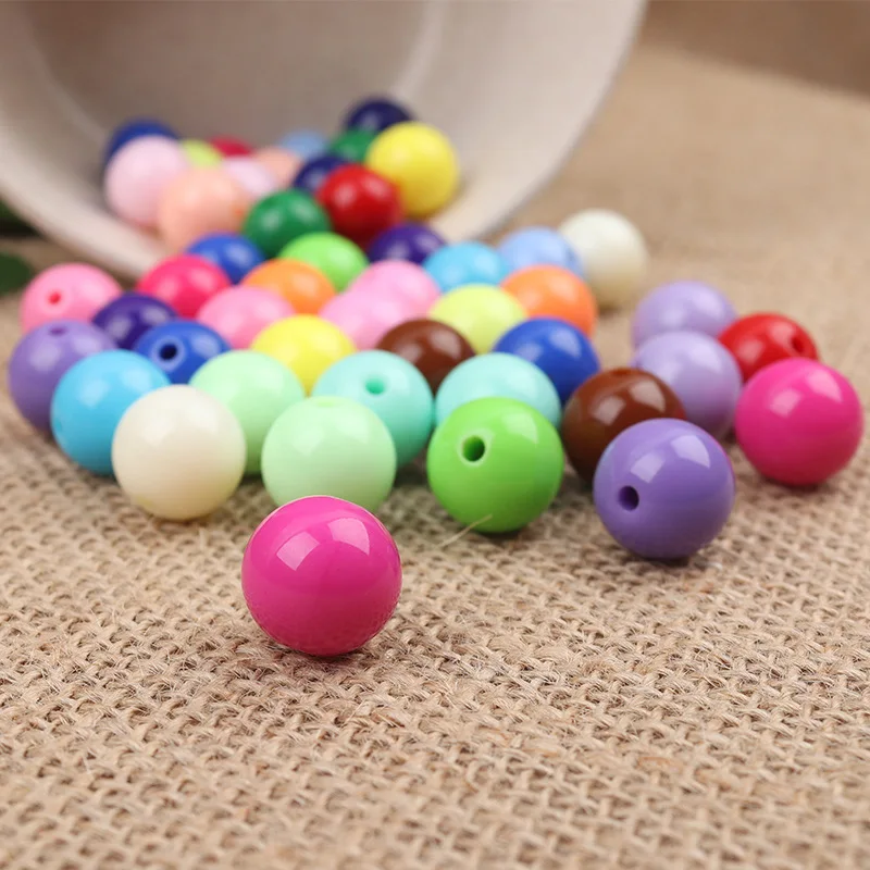 Wholesale 6mm/8mm/10mm/12mm/14mm/16mm/18mm/20mm Acrylic Solid Chunky Beads Bubblegum DIY Hand Made For Jewelry