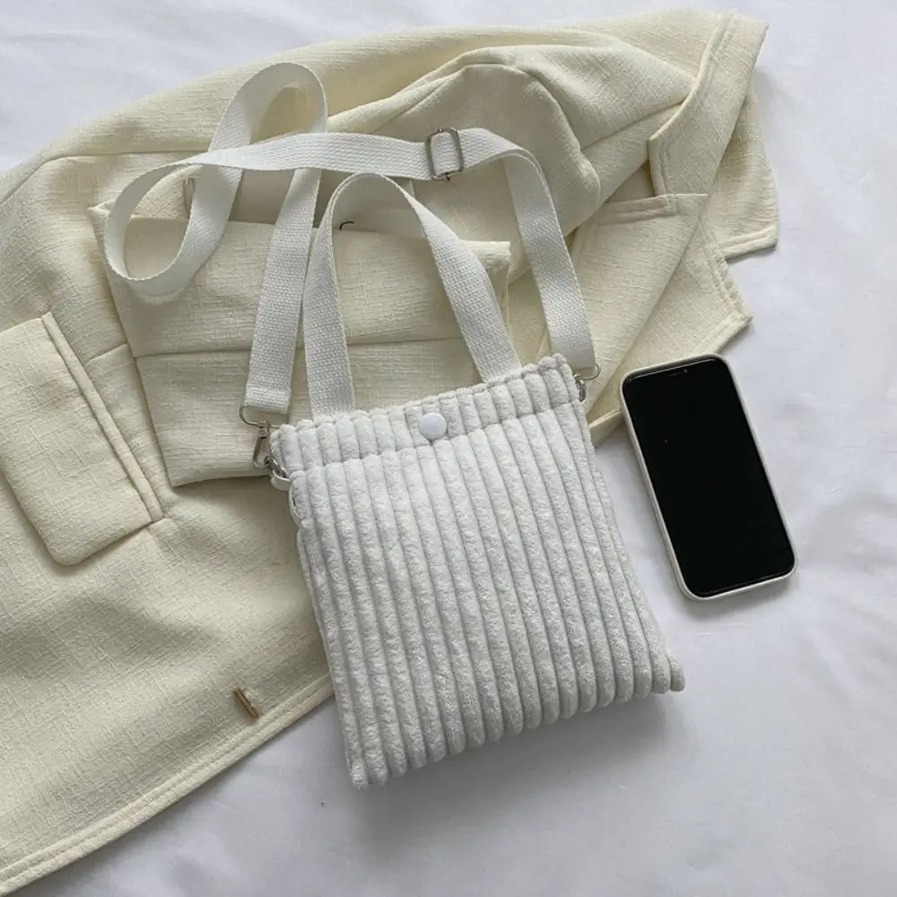 Korean Corduroy Bucket Bag New Crossbody Small Bag Handbag Vertical Casual Mini Tote Bag Corduroy Canvas Shoulder Bag