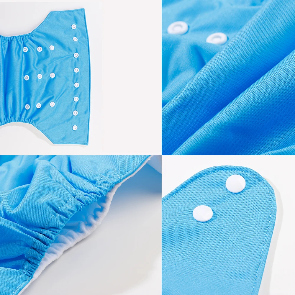 AIO-pañal de tela impermeable para niños recién nacidos, funda de pañal de tela reutilizable para bebé, lavable y ajustable, Color sólido, Color verde