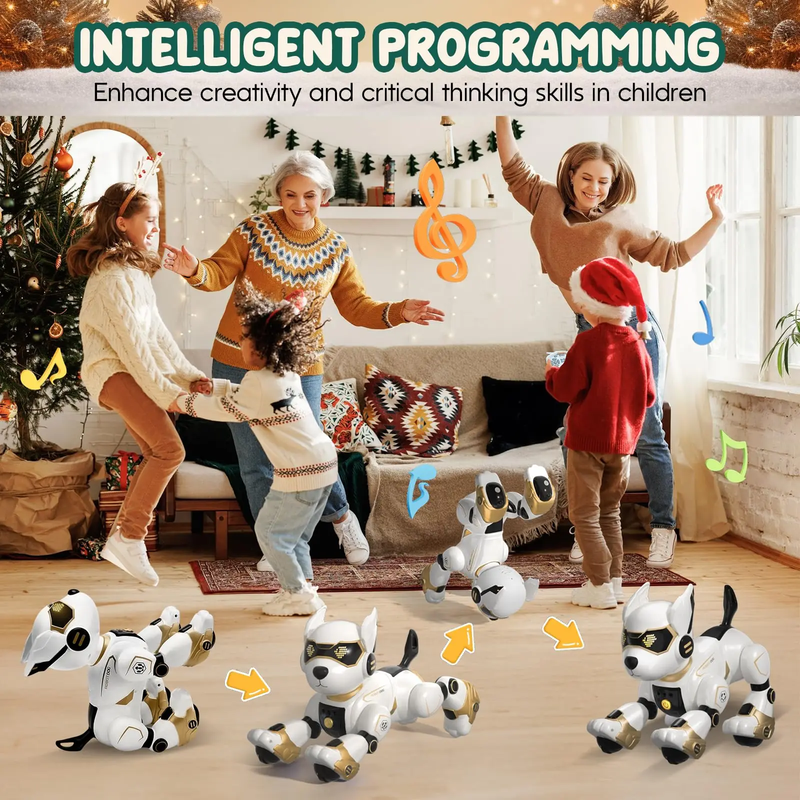 Robot Dog Toy for Kids, Programmable Remote Control Robot Puppy with Voice & Touch Sensors, Dancing & Singing, Animal Sound