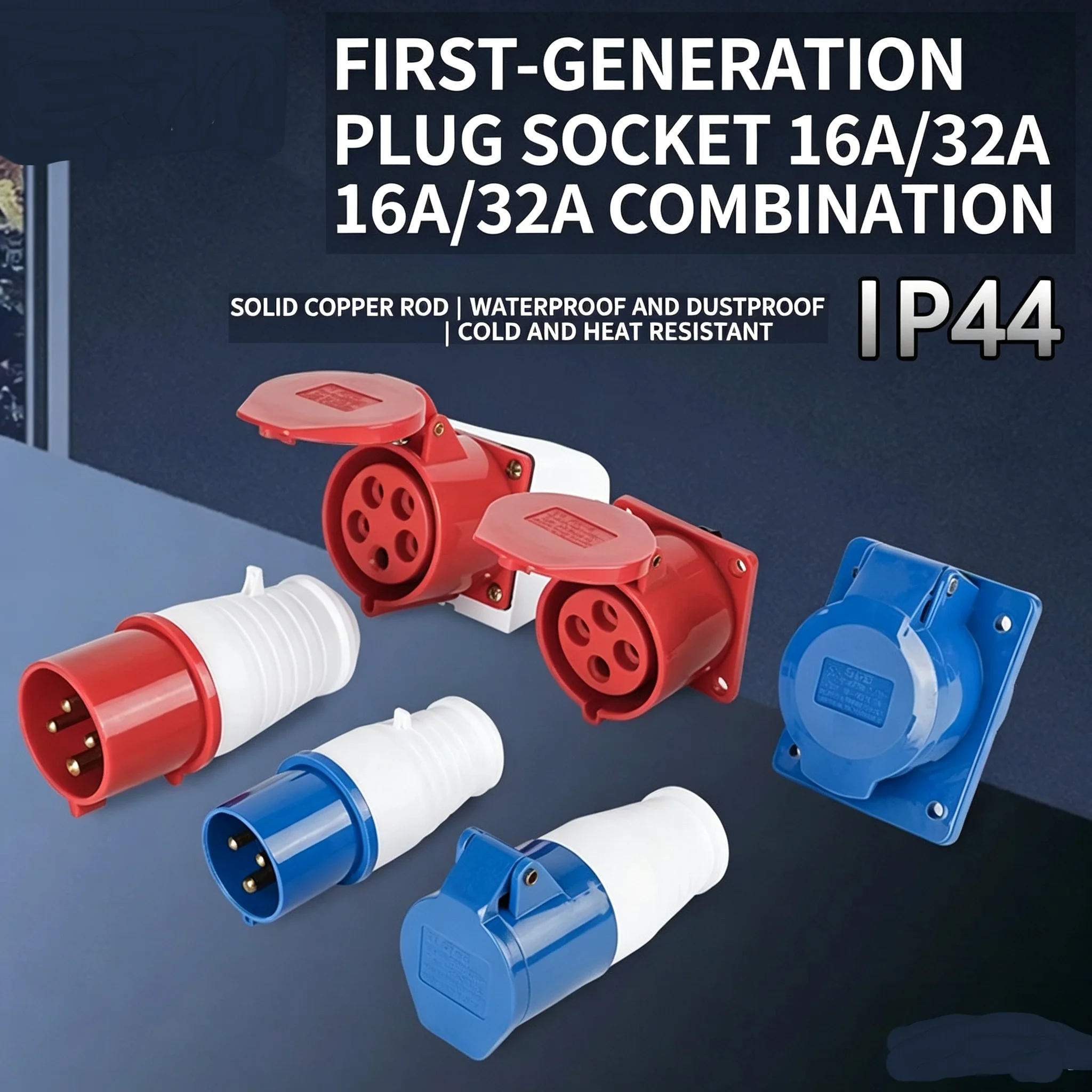1PCS Industrial Waterproof Socket & Aviation Plug 3‑pin/4‑pin/5‑pin 16A/32A Connector Surface‑Mount & Flush‑Mount