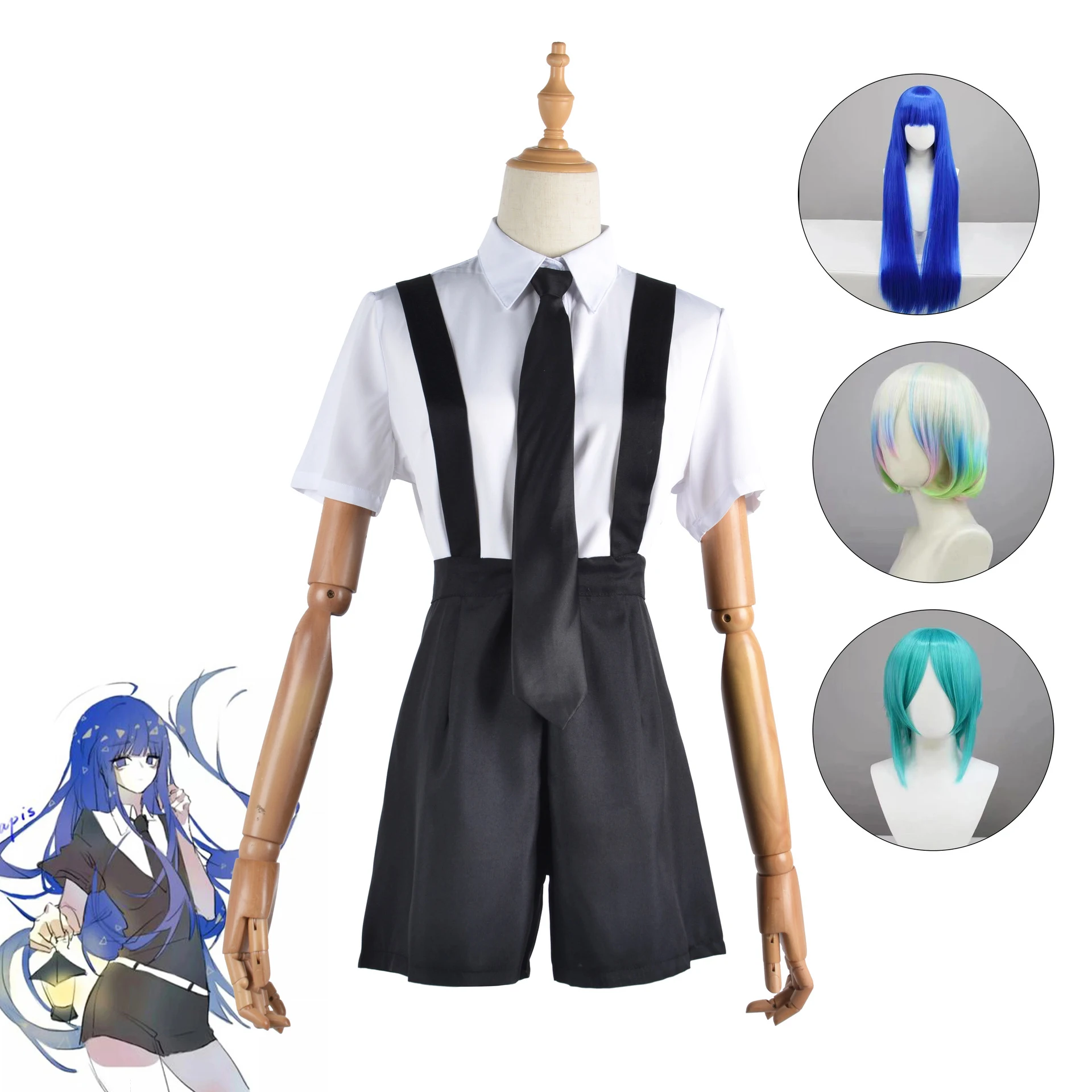 Anime Land Van De Glanzende Cosplay Fosfophylliet Bort Antarcticiet Kleding Cosplay Pruik Jumpsuit Outfit Uniform Riem