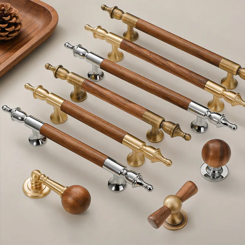 

Walnut French Brass Handle New Chinese Antique Wardrobe Door Cupboard Drawer Handle Bright Silver Long Handle Decoration Home