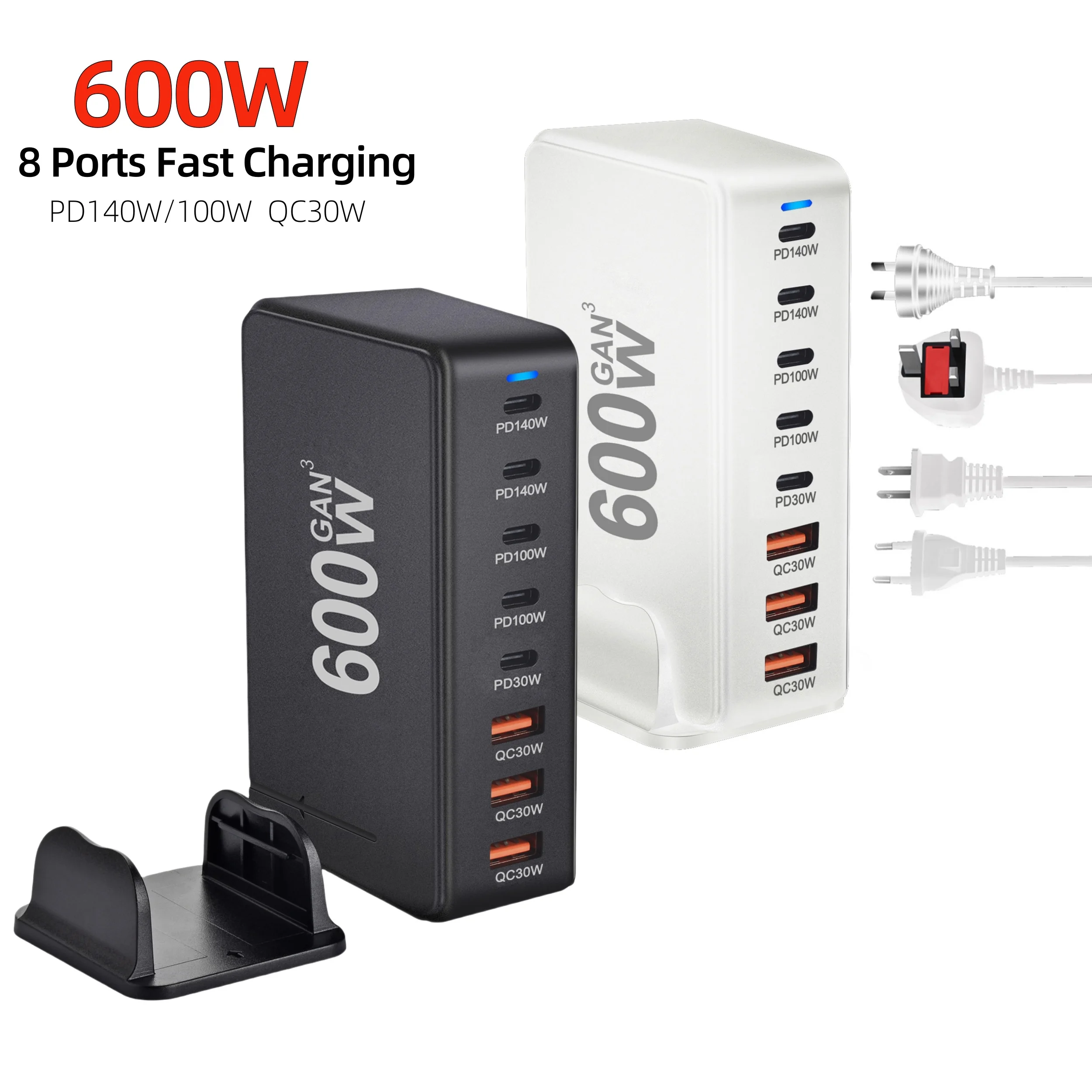 

600W PD 140W GaN Charger 8 Ports Charger Fast Charge 3.0 for iPhone 16 15 Samsung Xiaomi Huawei Laptop