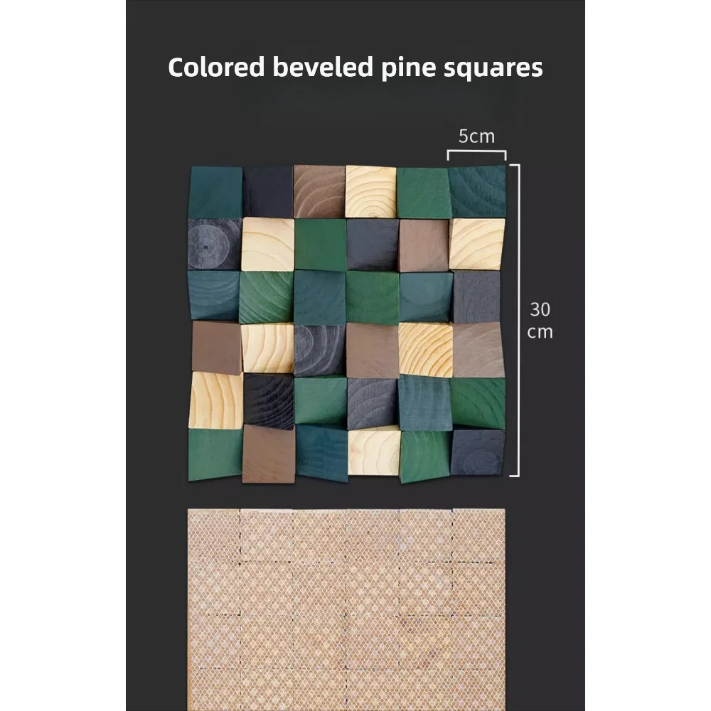 30x30cm Colored Solid Pine Wood Acoustic Mosaic Panels 3D Triangle for Recording Studio Background Wall Sound Absorption
