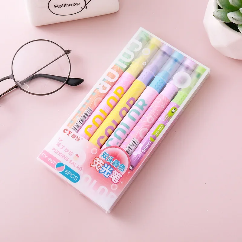 Wholesale creative double-ended color highlighter, student large-capacity color marker, student stationery