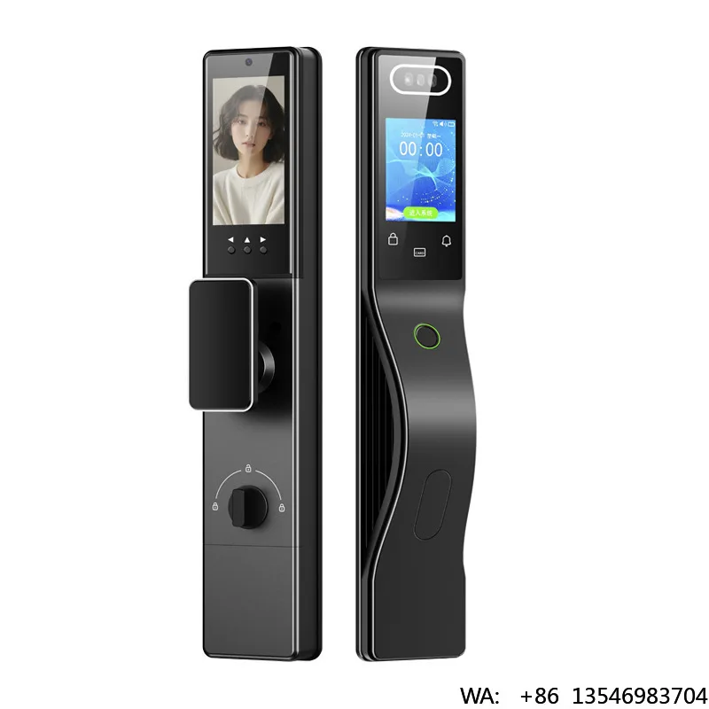 Fully Automatic AI Dual Screen Dual  Aluminum Door Entry Intelligent Fingerprint Facial Palm Vein Lock Smart Lock Wi-Fi