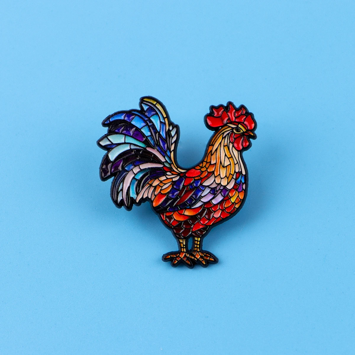 9-teiliges Hahn-Emaille-Pin-Set, Vintage, bunte Hühnerbrosche für Mantel, Damenbroschen, Anstecknadeln, Metallabzeichen, Schmuckgeschenk – Detail 4