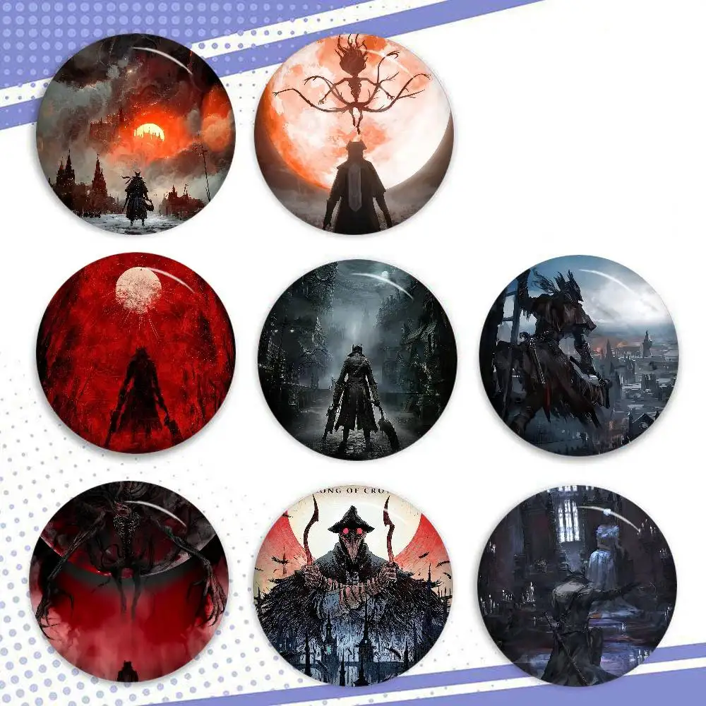 Fantasy Bloodborne Video Game Figure Icon Badge Handmade Tinplate Brooch For Backpack Clothes Chest Ornament Gifts