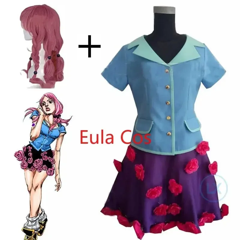 

Hirose Yasuho Cosplay Costume Women Girls Blue Flower Dress Anime Uniform Halloween Gifts