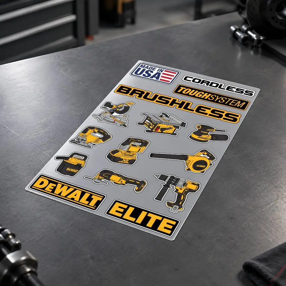 D-DEWALT Motorcycle Decal Sticker Kit Reflective Graphics For Helmet Tank Fairing Body Custom Bike