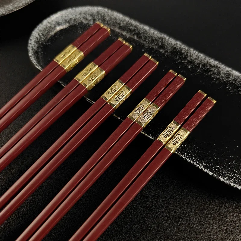 

5 Pair "Fu" Pattern Chineses Chopstick Set Red Chopstick 25cm Korean Japanese Sushi Chop Sticks Set Kitchen Chopstick Gift