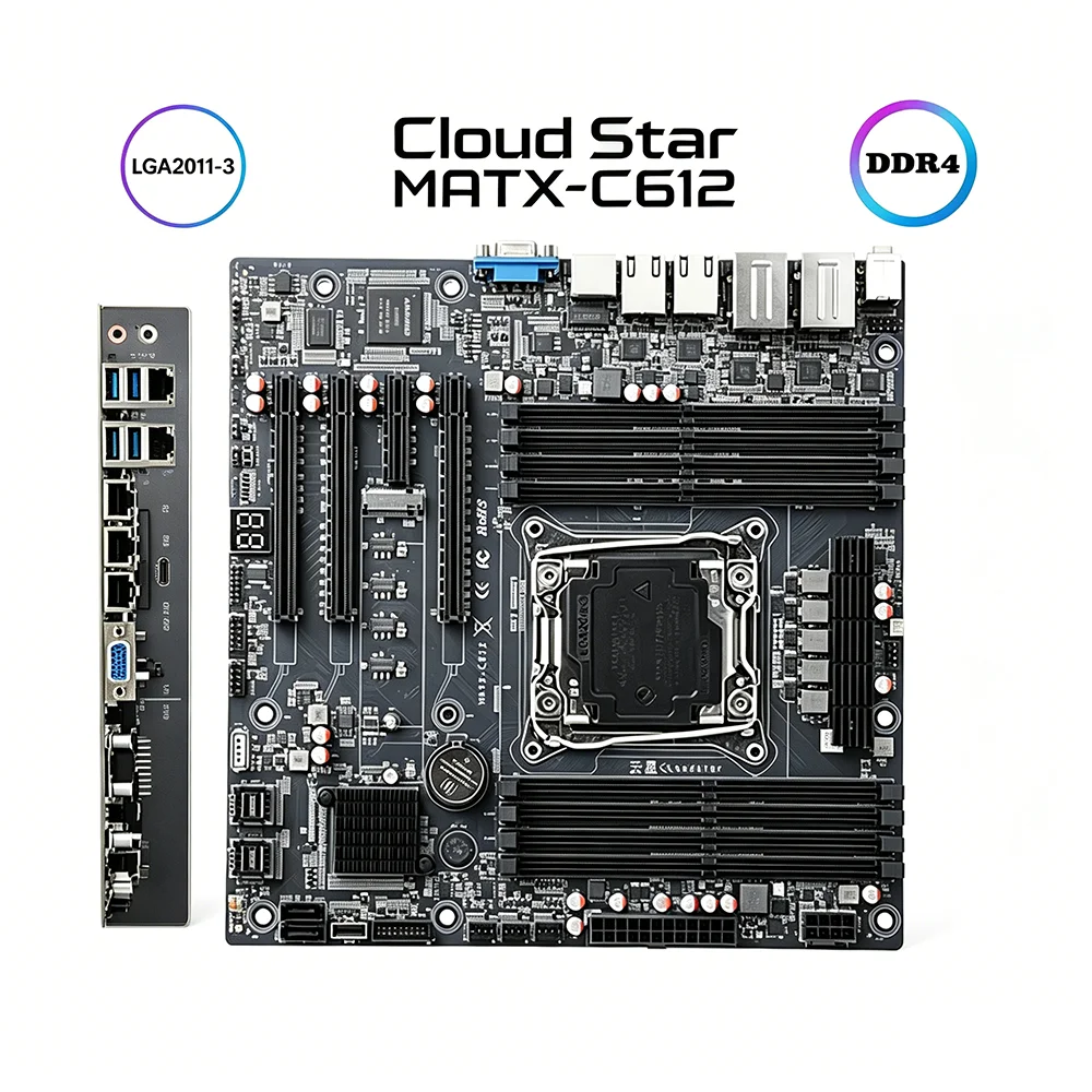 

Cloud Star C612 M ATX Server Motherboard LGA2011 3 DDR4 8 Slots M.2 NVMe Quad 2.5G LAN BMC PCIe3.0 Support ECC RECC RAM