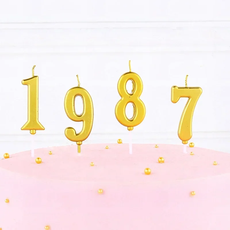 Gold Digital Candle Birthday Number Cake Candle Drop Ship 0 1 2 3 4 5 6 7 8 9 Cake Girls Boys Baby Party Supplies Decoration