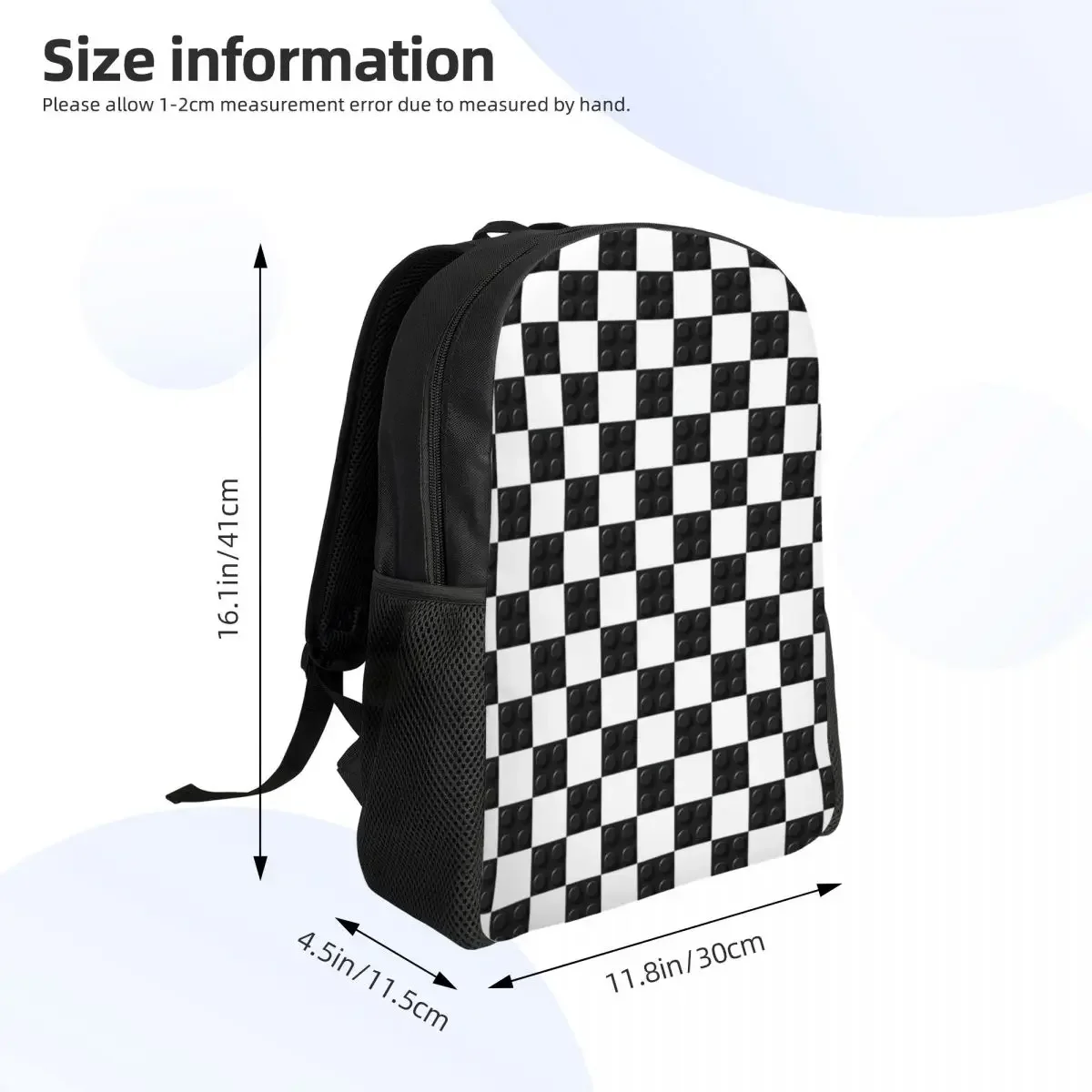 Zaino personalizzato con motivo astratto in plastica bianca e nera per donna, uomo, borsa da scuola impermeabile per college, stampa bookbags