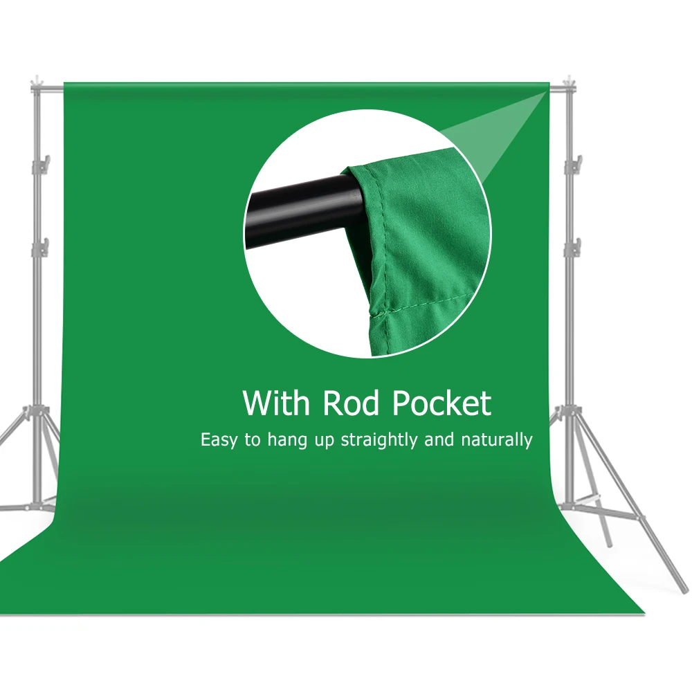 3x2m Professional Green Screen Backdrop Studio Photography Background Washable Durable Polyester-Cotton Fabric for Shooting