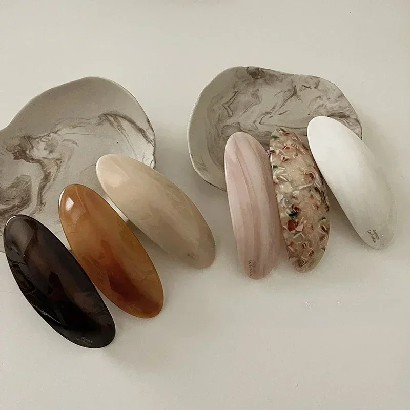 Korean Acetic Acid Hair Clip Spring Clip for Girls French Large Hairpin Headwear Glossy Elliptical Arc Hairpin Hair Accessories
