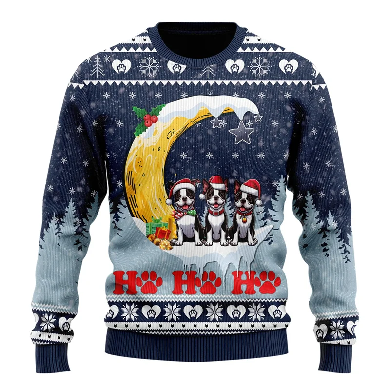 

Cute Pet Dog Xmas Moon Ugly Christmas Sweater For Women Clothes Funny Boxer Bichon Frise Dachshund Labrador Sweatshirt Pullovers