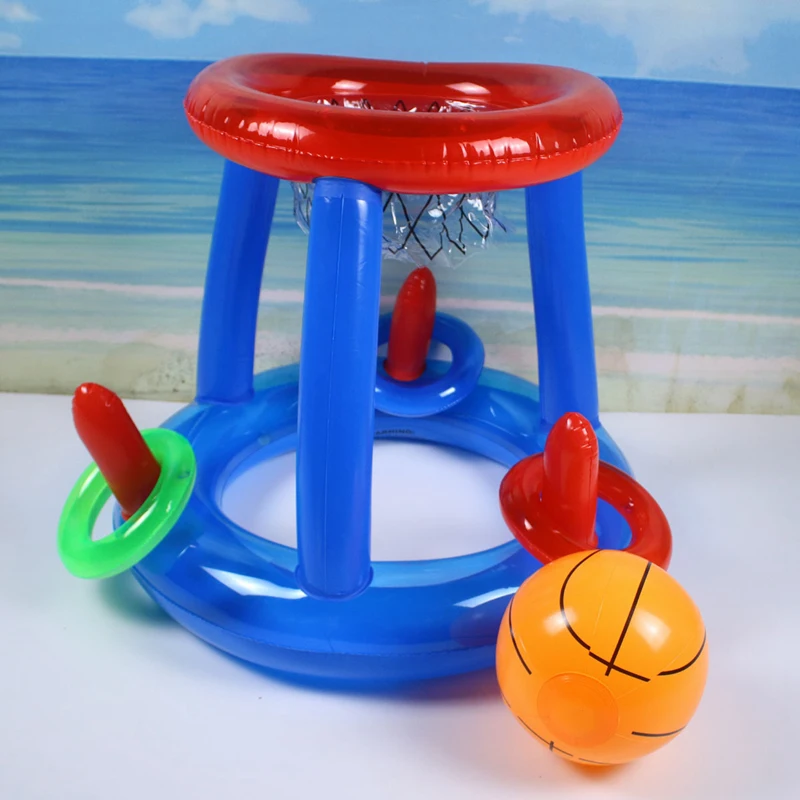 Swimming Pool Basketball Hoop Set Inflatable Floating Hoops with Ball Rings for Kids Teens Adults Perfect Competitive Water Play