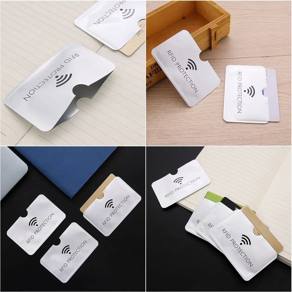 10/20pcs Silver Blocking Reader Credit Cards Covers Wallet Anti Rfid Anti-theft ID Card Holder Card Case