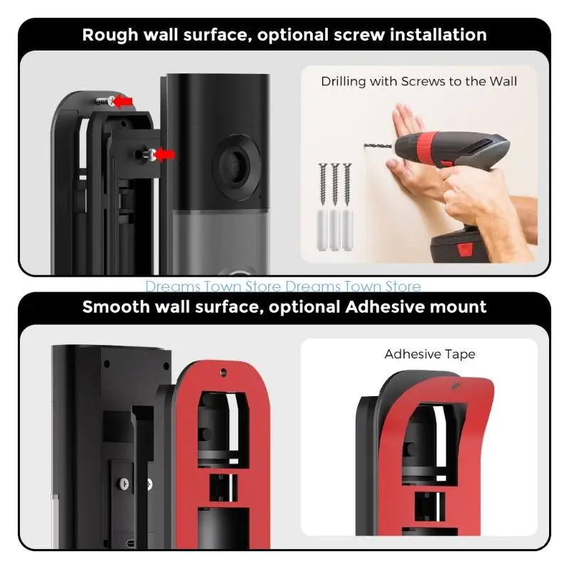 Doorbell Adjustment Mount ABS Plastic Strong Adhesive Included Heavy Weight Capacity