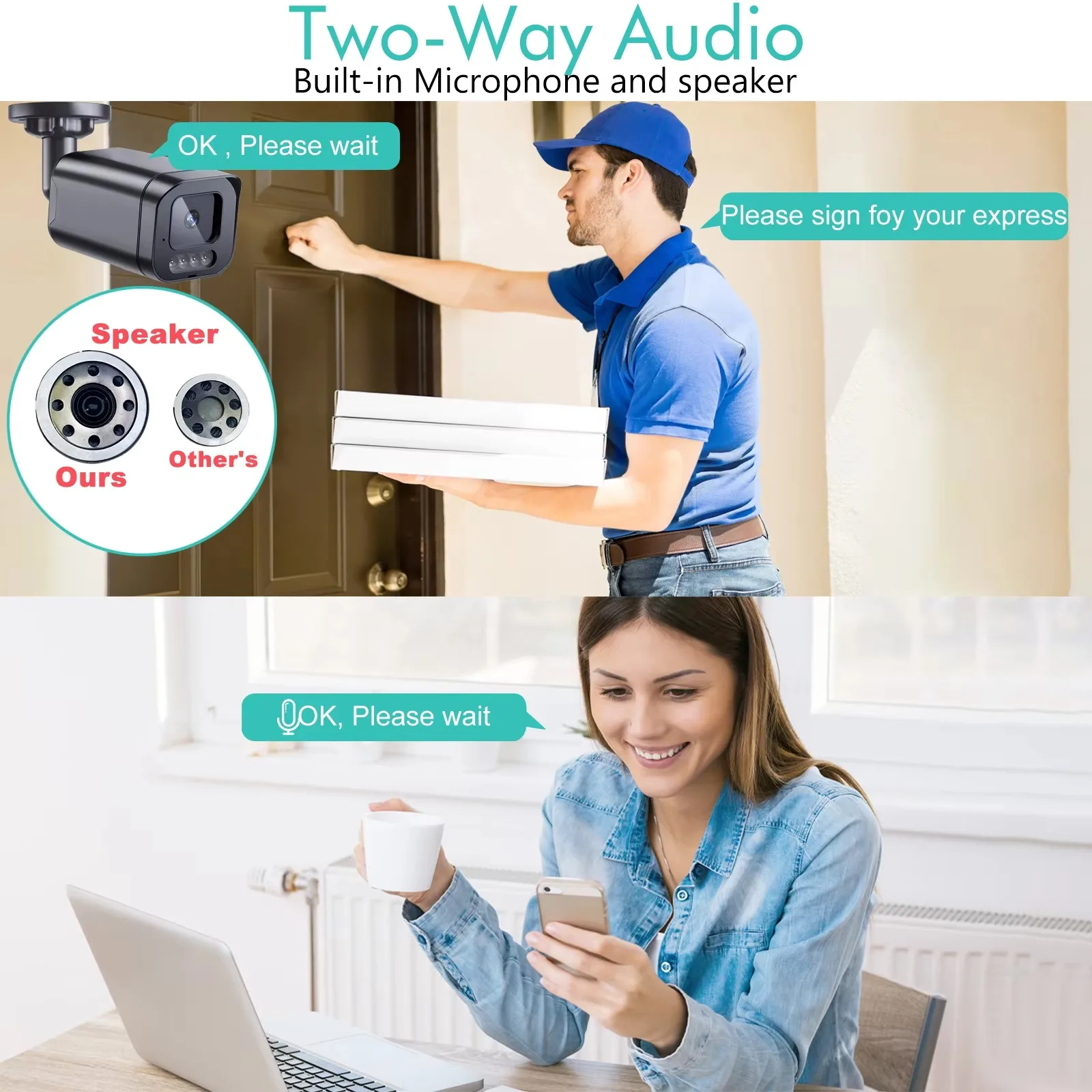 Gadinan WiFi Camera Outdoor Motion Detection 5MP Wireless Video Surveillance Camera Two Way Audio Color Night Vision iCSEE