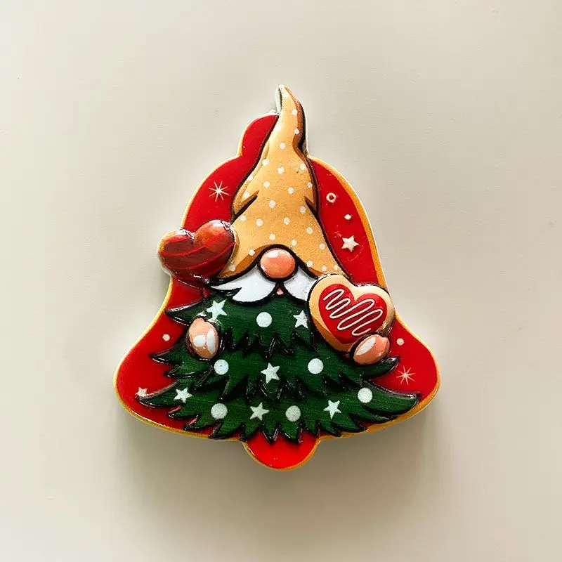Christmas Themed 3D Resin Fridge Magnet Cute Gnome And Xmas Tree Decorative Kitchen Home Items Magnet for Refrigerator