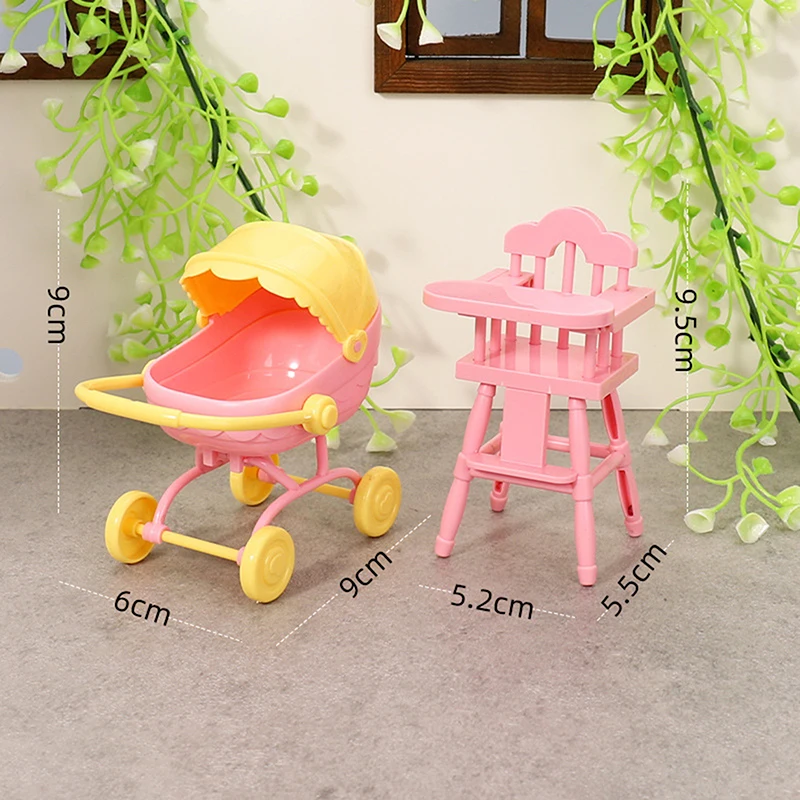 TH 1Set new Mini Baby For Doll Stroller Trolle Children's Dining Tables Toy Dollhouse Simulation Pushchair Kid Role Playing Game