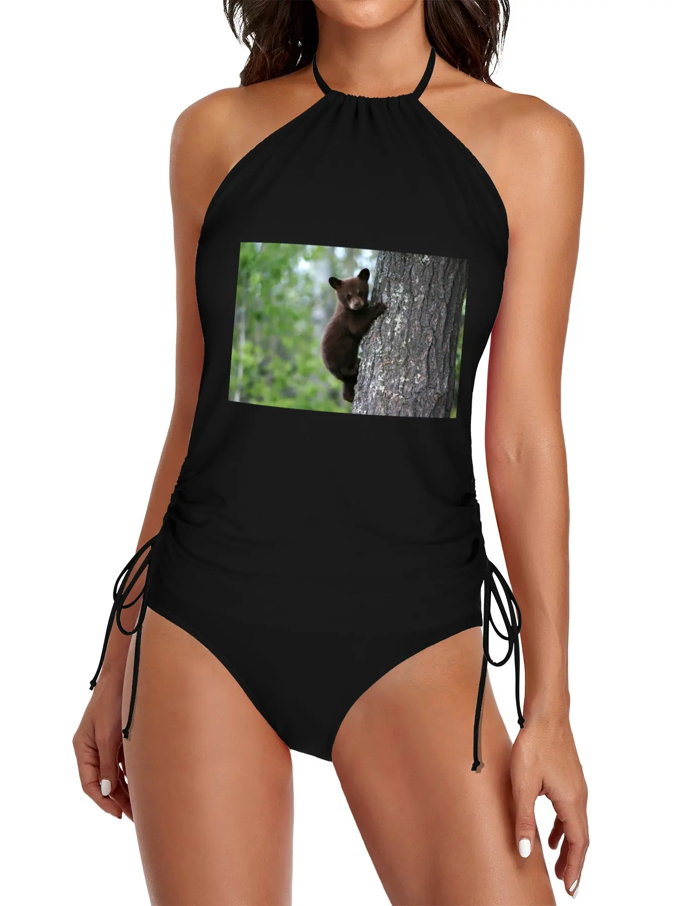 

Bear Cub Climbing a Tree Split Swimsuit Set beach dress for swimsuit Swimwear for women swimsuit 2025